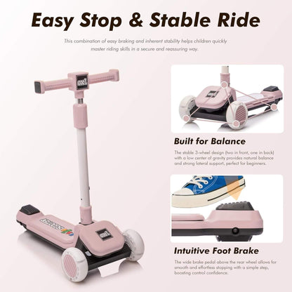 ToyRides Elite Kids Ride On 3-Wheel Scooter W/Buildable Blocks, Aged 3-9, Purple