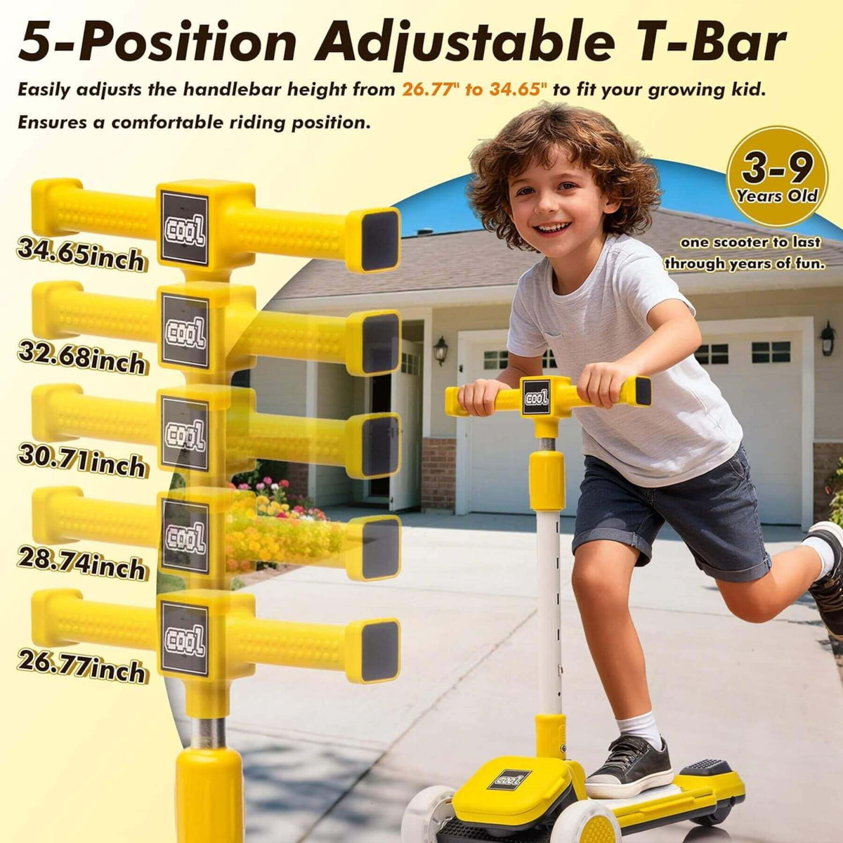 ToyRides Elite Kids Ride On 3-Wheel Scooter W/Buildable Blocks, Aged 3-9, Yellow