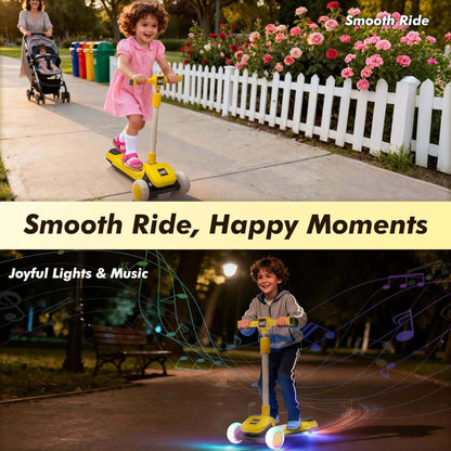 ToyRides Elite Kids Ride On 3-Wheel Scooter W/Buildable Blocks, Aged 3-9, Yellow