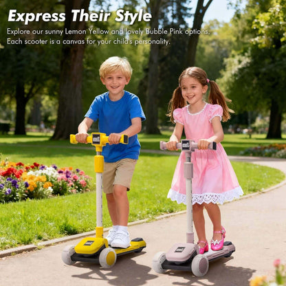 ToyRides Elite Kids Ride On 3-Wheel Scooter W/Buildable Blocks, Aged 3-9, Yellow