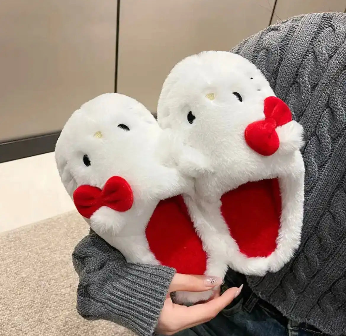 Kitty Kawaii Fluffy Fuzzy House Shoe Slippers - # GIAA73610009