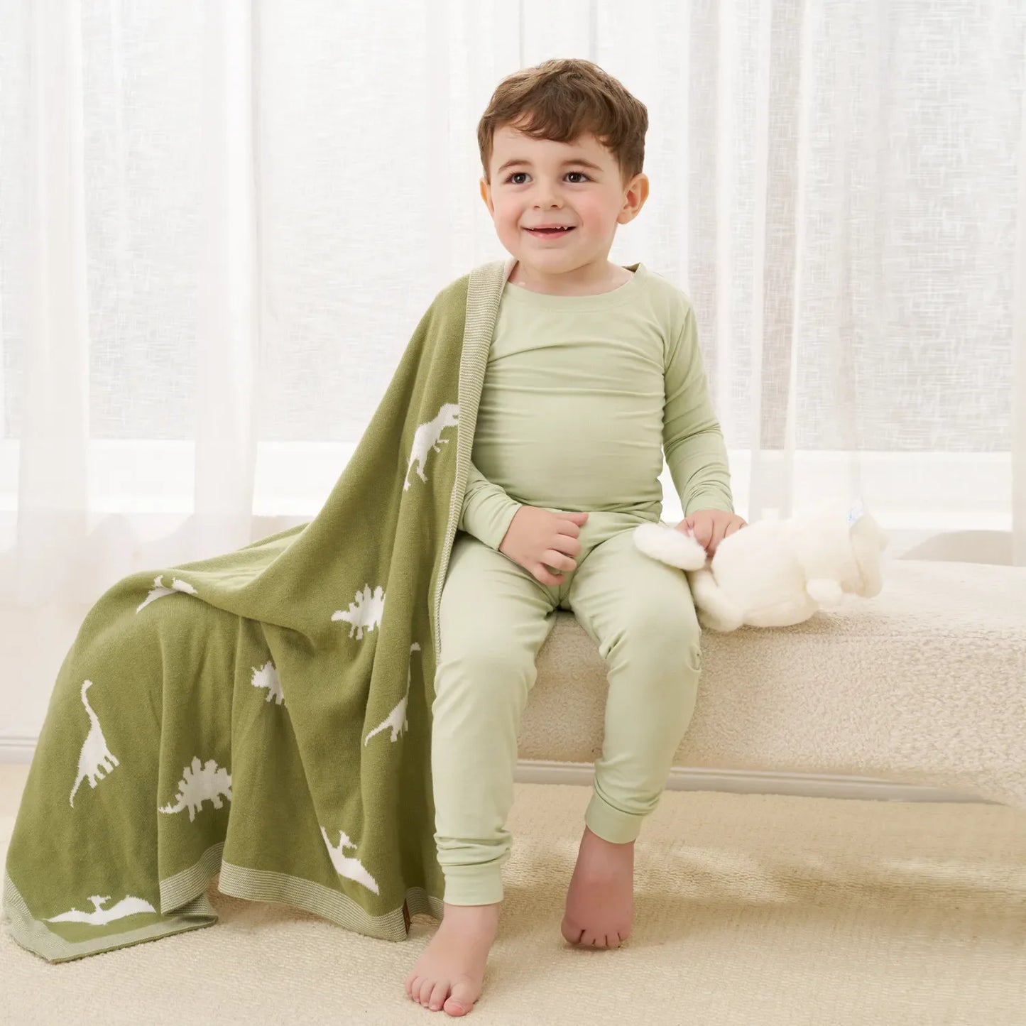 Dinosaur Jacquard Knit Baby Blanket