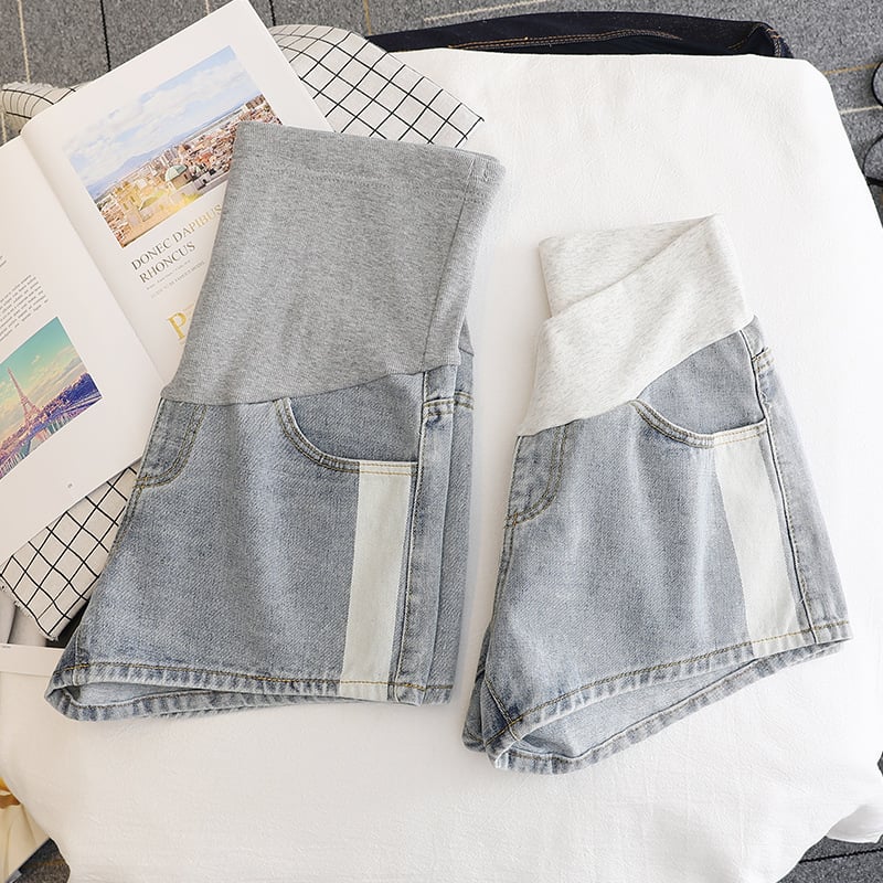 Maternity Denim Shorts with Belly Lift for Comfort - # WOM21610006 - PRG