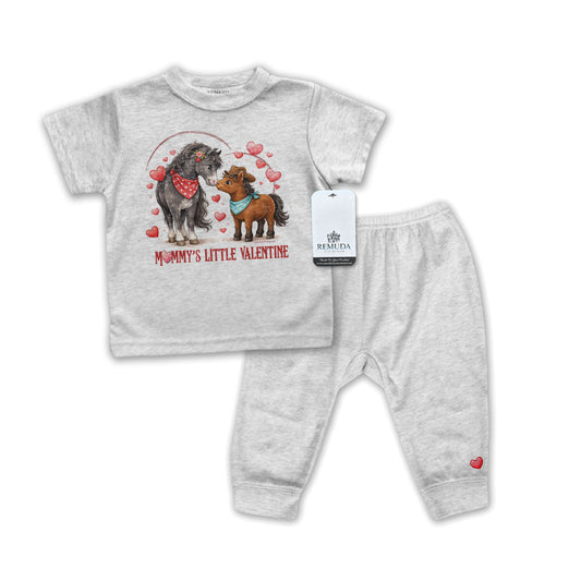 Mommy's Little Valentine Cowboy - Infant Western Boys 2-Piece Sleepwear Pajamas