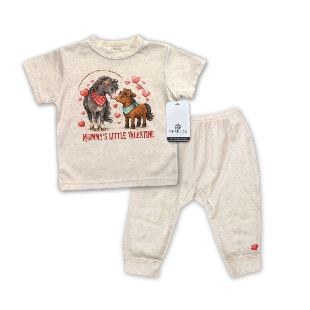 Mommy's Little Valentine Cowboy - Infant Western Boys 2-Piece Sleepwear Pajamas