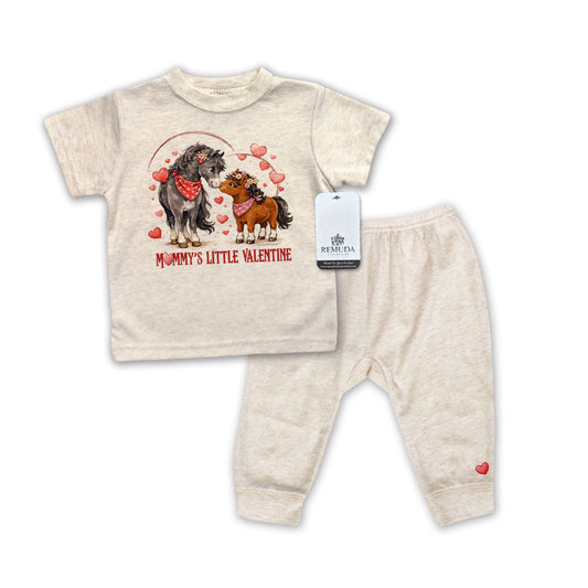 Mommy's Little Valentine Cowgirl - Infant Western Girls 2-Piece Sleepwear Pajamas