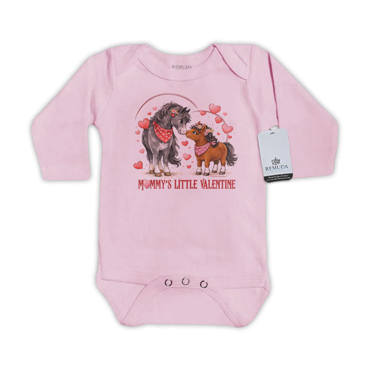 Mommy’s Little Valentine Cowgirl – Infant Girls One Piece Western Romper