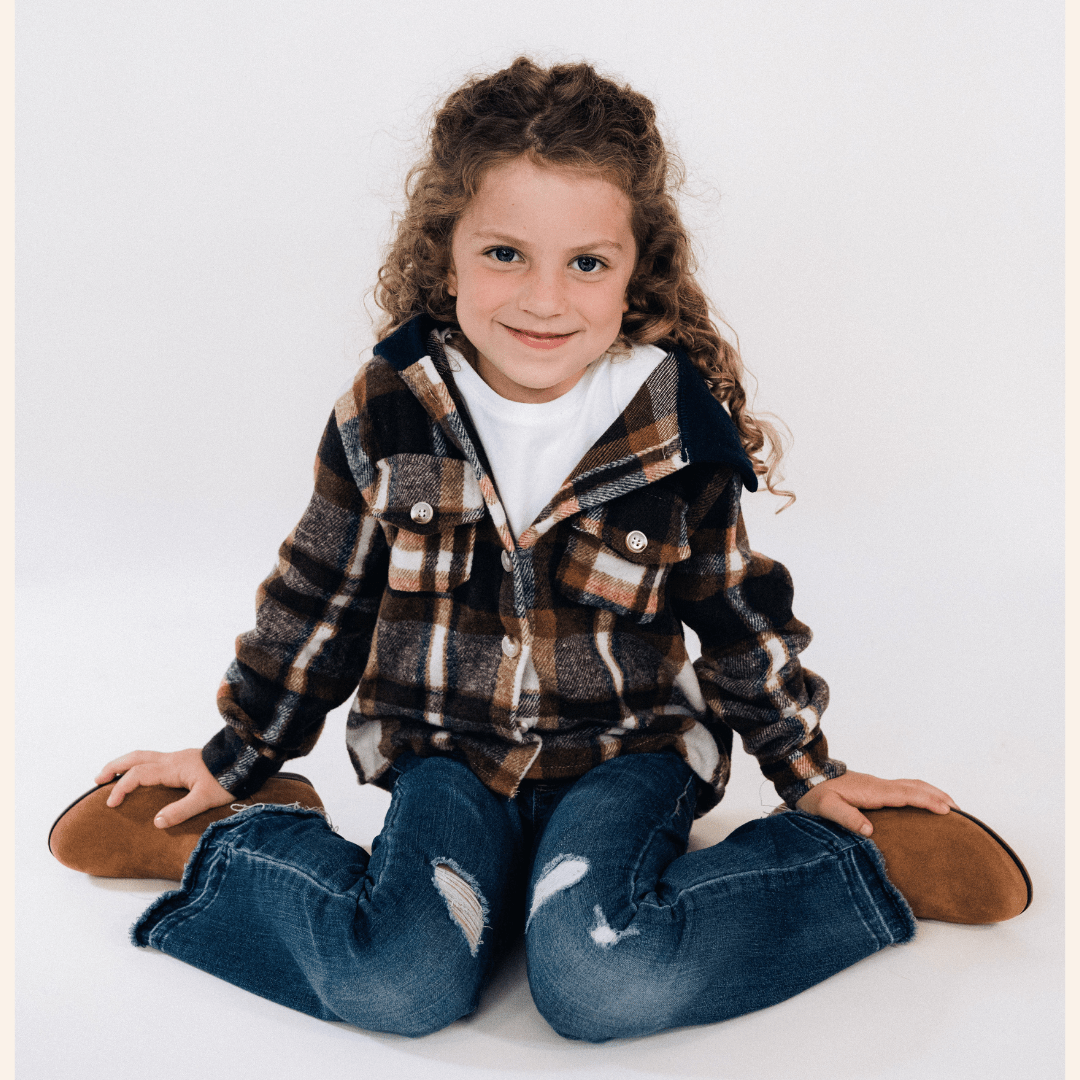 Navy Copper Plaid Flannel - Child