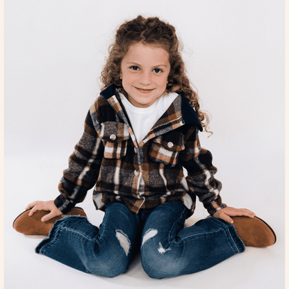 Navy Copper Plaid Flannel - Child