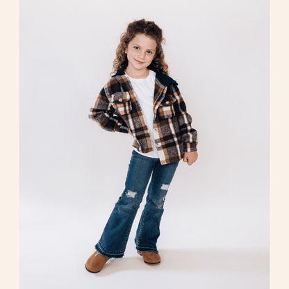 Navy Copper Plaid Flannel - Child