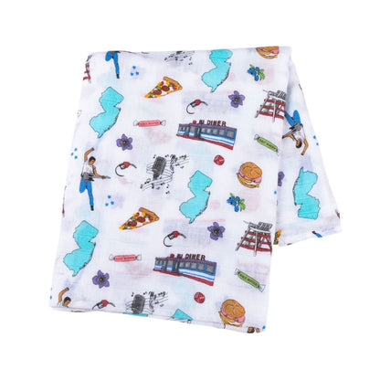New Jersey Newborn Gift Set: Muslin Swaddle & Bib | Organic Cotton