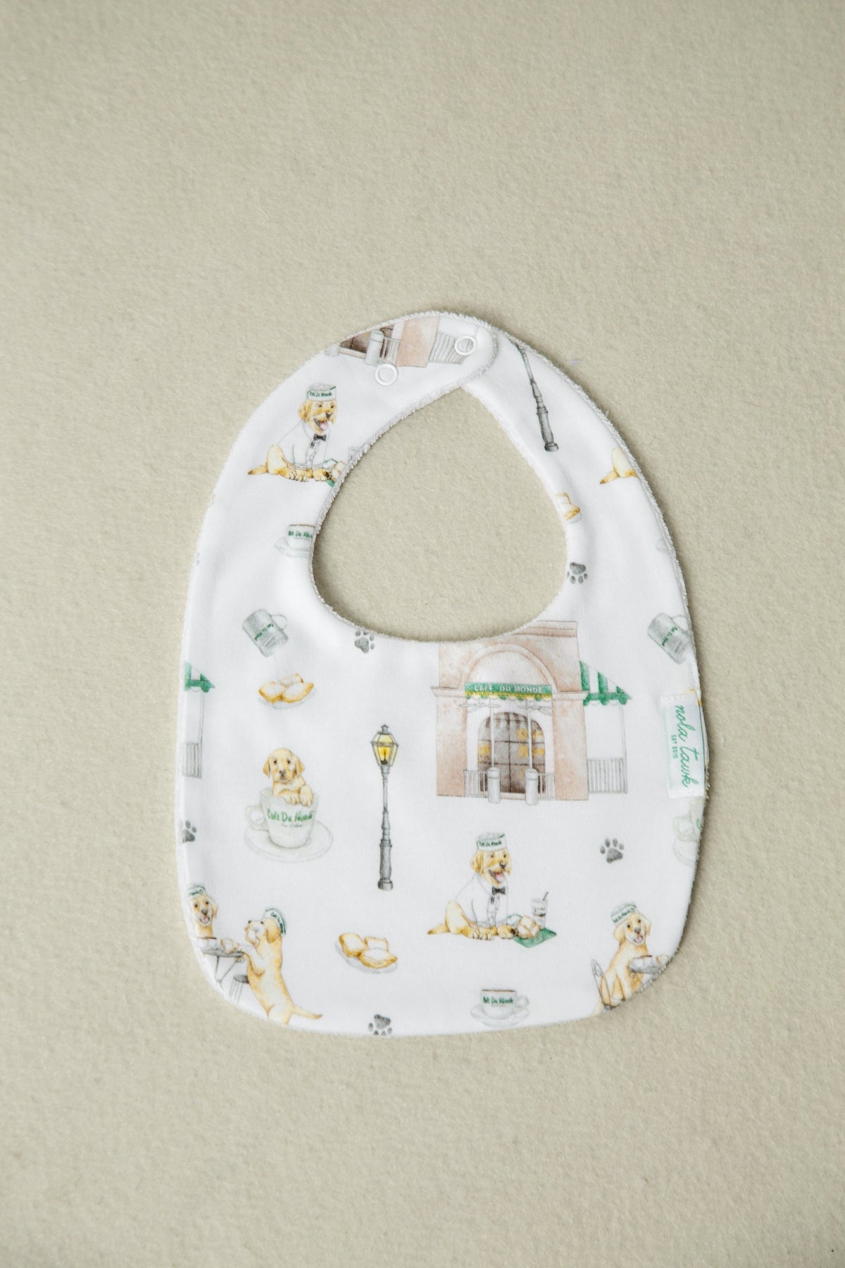Powdered Sugar and Puppies Organic Cotton Baby Bib