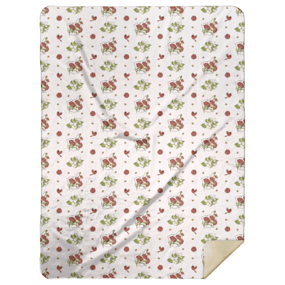 Ohio Floral Plush Throw Blanket 60x80 Hometown Keepsake for Home