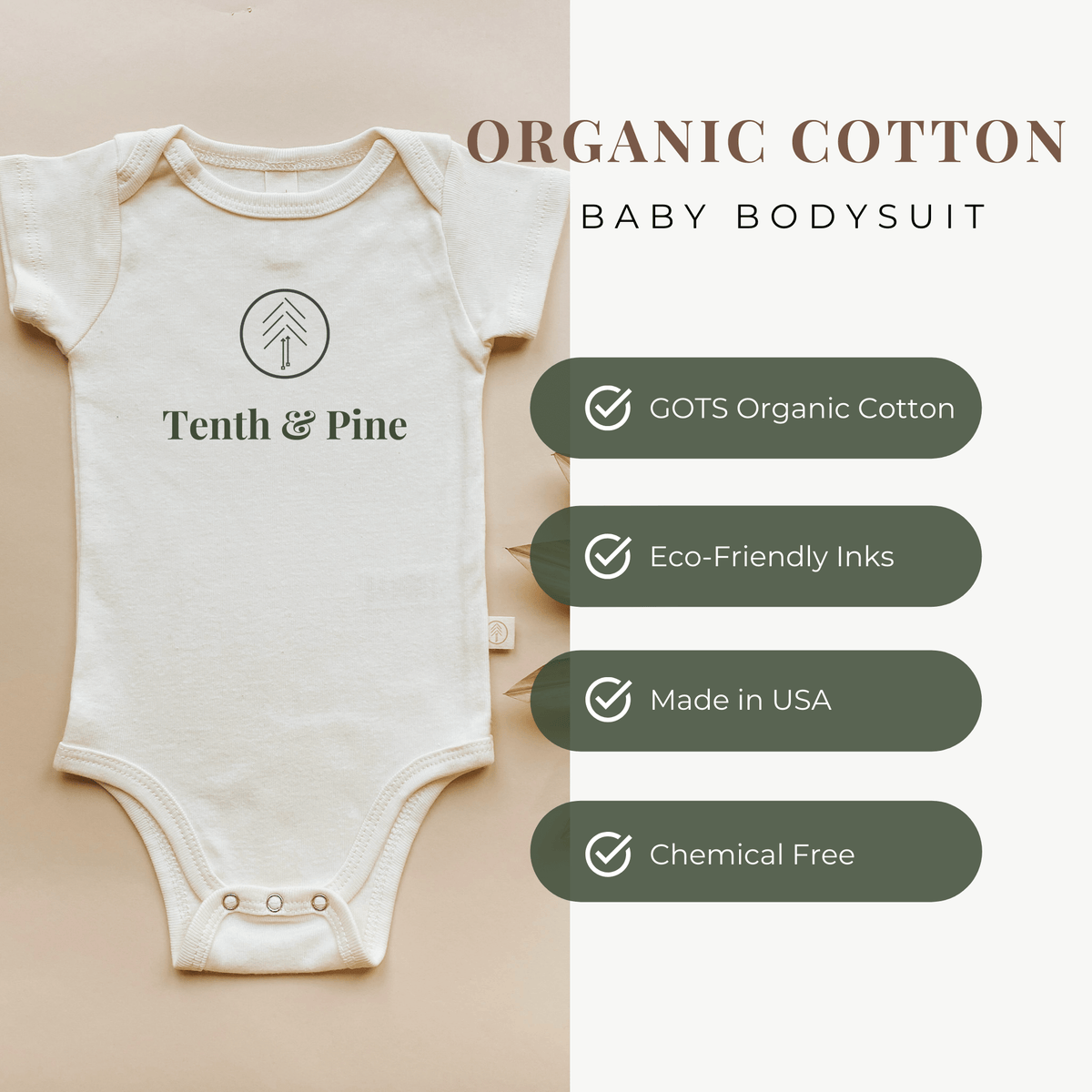Beach Babe Clay Organic Cotton Short Sleeve Baby Bodysuit