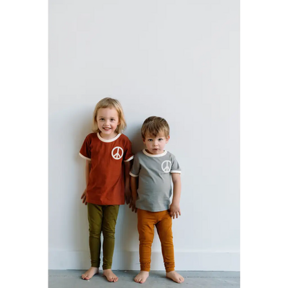 Embroidered Peace Sign T-Shirt in Auburn for Kids