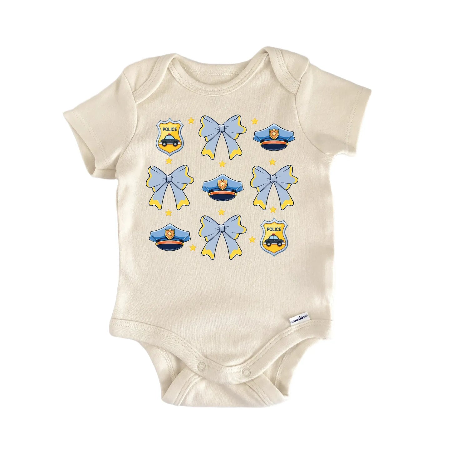 Police Ribbon Hat Badge Newborn Baby Bodysuit