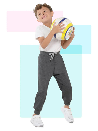 Resinta 4 Pack Toddler and Boys Joggers Sweatpants Kids Pull-On Active Athletic Pants with Drawstring Elastic Waistband 5T Black, Dark Gray, Navy Blue, Burgundy - # BOAA11410003