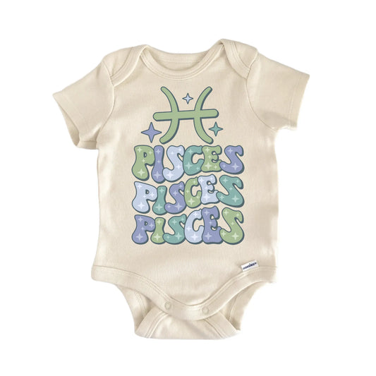 Retro Zodiac Vintage Pisces Newborn Baby Onesie® Onesie®