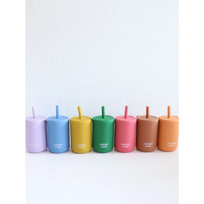 Mini Silicone Straw Cups for Kids in Toasted Nut