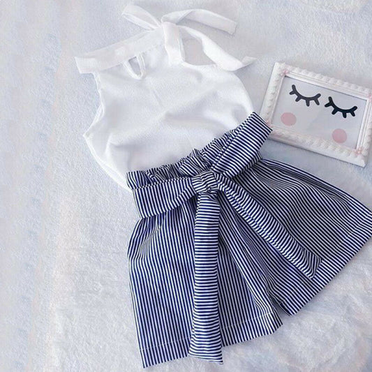 Summer Baby Girl Clothes Set | Sleeveless T-Shirt & Shorts - # BAAA51210056