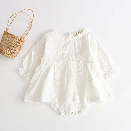 Summer Baby Girl White Embroidered Cotton Romper - # BAAA21110043