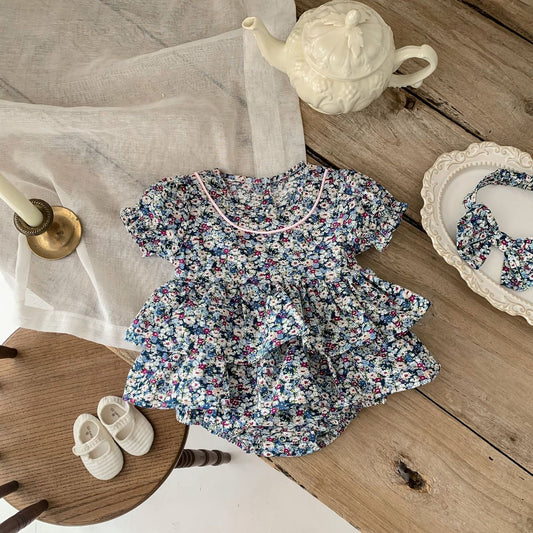 Summer Infant Baby Floral Romper | With Headband - # BAAA21110047