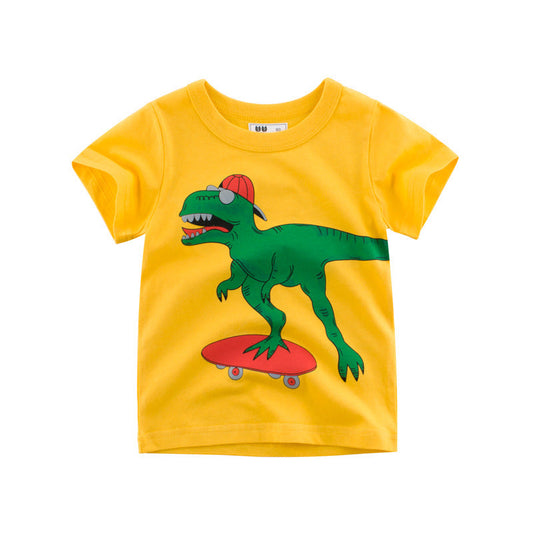 Summer Kids Short Sleeve T-Shirt with Dinosaur Print - # BAAA1111010022 & BOAA11510031