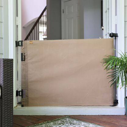 Oil Waxed Canvas Pet Safety Gate – Durable, Waterproof, Vintage-Inspired | fit openings from 27.6" to 55" wide and stand 33"