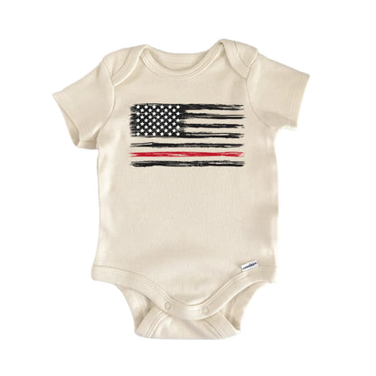 Thin Red Line Firefighter Newborn Baby Bodysuit
