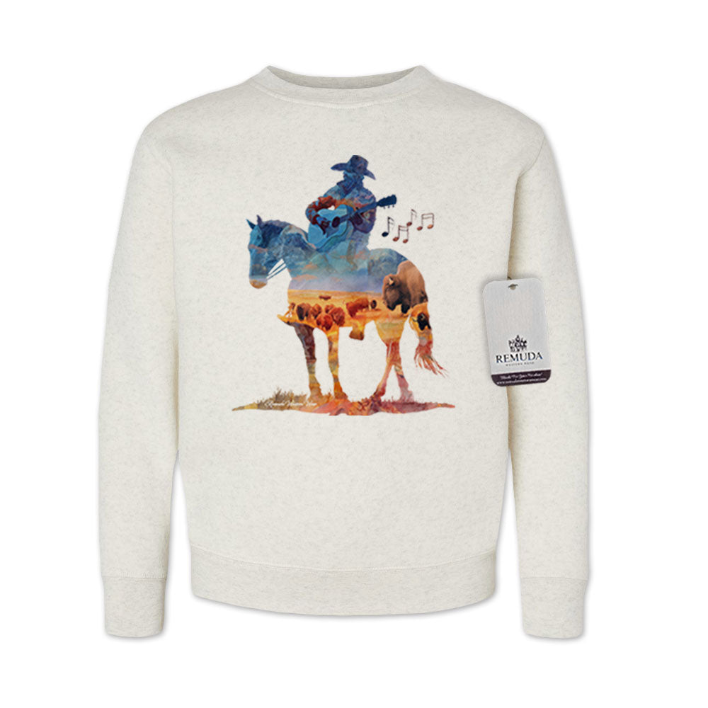 Where The Buffalo Roam - Youth Kids Watercolor Western Sweatshirt